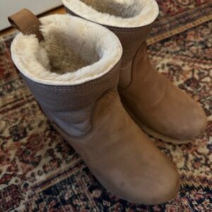 No. 6 Tan Ankle Boots with Cream Lining